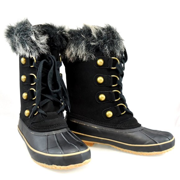 NEW Juicy Couture Waterproof Lace-Up Faux Fur Trim Duck Toe Winter Snow Boot 9 - Picture 4 of 10